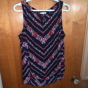 Floral and navy dress shirt.